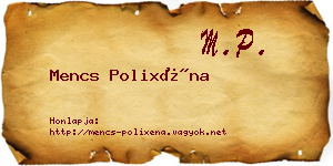 Mencs Polixéna névjegykártya